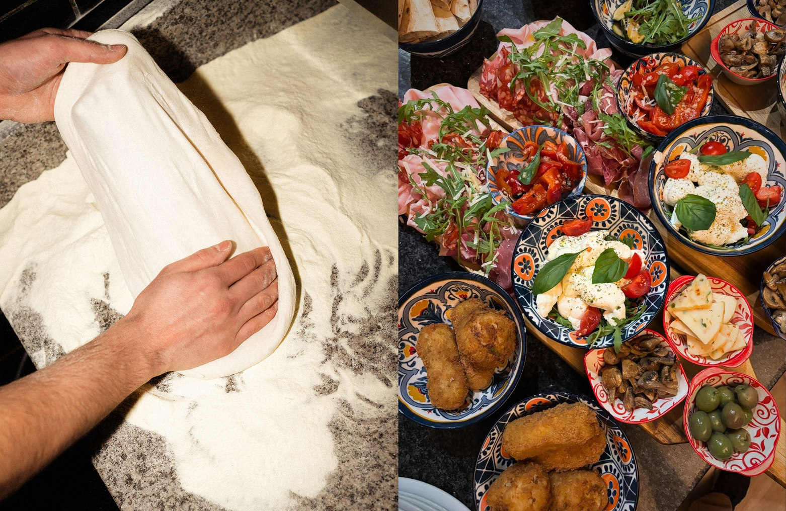 Pizzateig und Antipasti bei Spaccanapoli